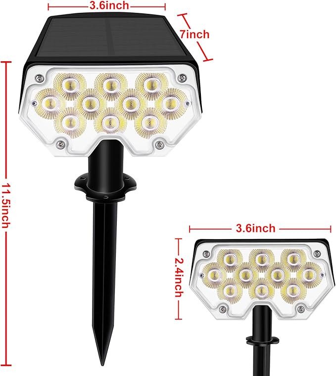 All-New Solar Spot Lights Outdoor Waterproof,20 LEDs Solar Tree Lights with 2 Modes,Landscape Spotlights for Pathway, Patio, Garden, Trees,Flag,Pool (4 Pack,White Light)