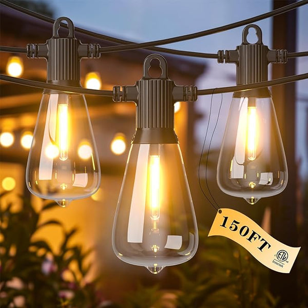 Kawaya Outdoor Lights String LED Patio Lights: 150FT Waterproof Commercial Grade Vintage String Lights for Outside | Lumora