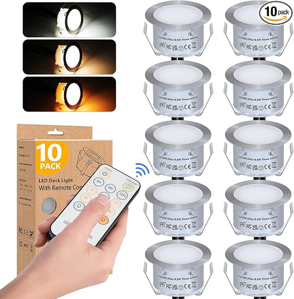 HIBOITEC Recessed LED Deck Light Kits with Remote Control φ42mm, 10 Pack Deck Lighting IP67 Waterproof, 12V Low | Lumora