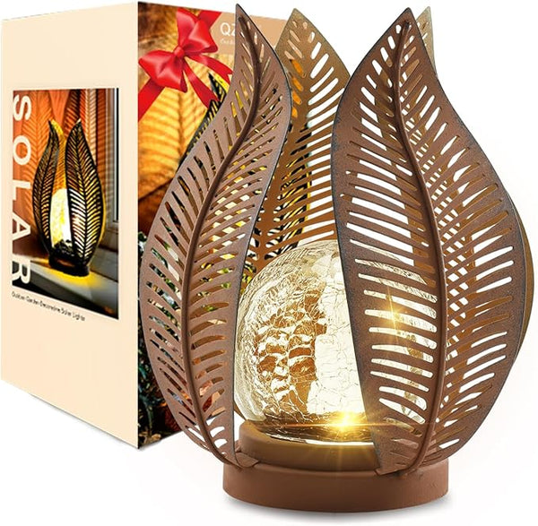 Solar Outdoor Lights Garden Decor Waterproof Crackle Glass Globe,Metal Yard Art Outdoor Solar Garden Lights for | Lumora