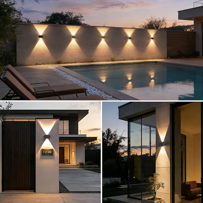 Solar Fence Lights Outdoor, 8-Pack Fence Lights Solar Powered with Up/Down Buttons, IP67 Waterproof for Outside, 120LM Auto Dusk to Dawn for Wall/Patio/Yard/Railing/Deck/Pathway (Warm White)