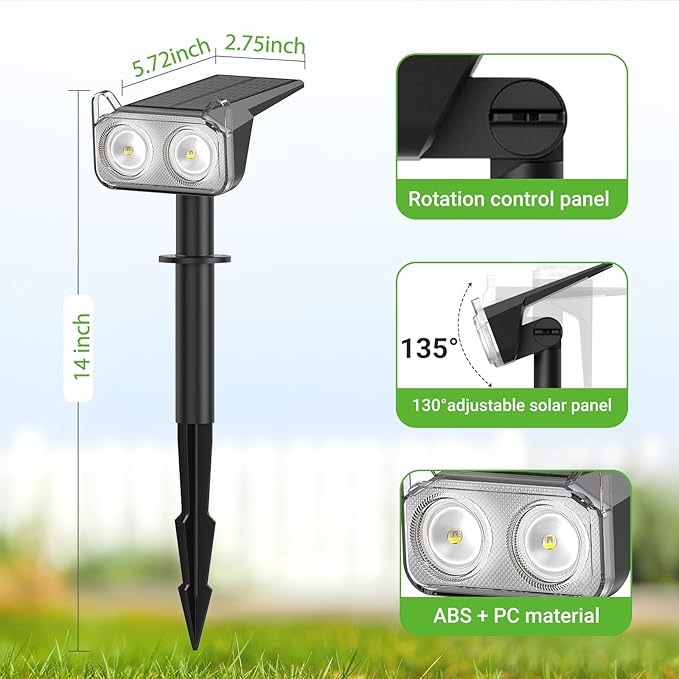 WdtPro Solar Color Changing Spot Lights, 8 Lighting Modes Solar Lights Outdoor Waterproof, Multicolor RGB Outdoor | Lumora