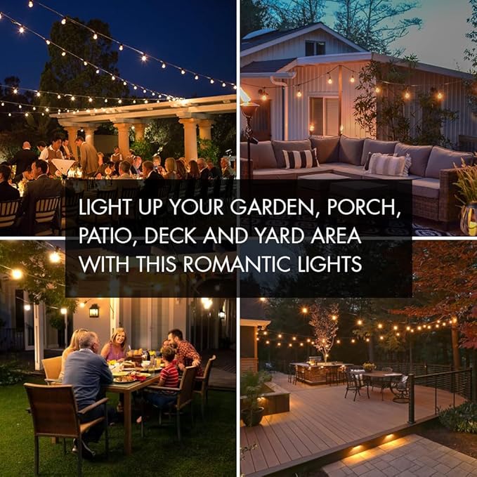 SUNTHIN Outdoor String Lights, 48FT Patio Lights with 16 LED Shatterproof Bulbs for Outside, Backyard, Deck, Porch | Lumora