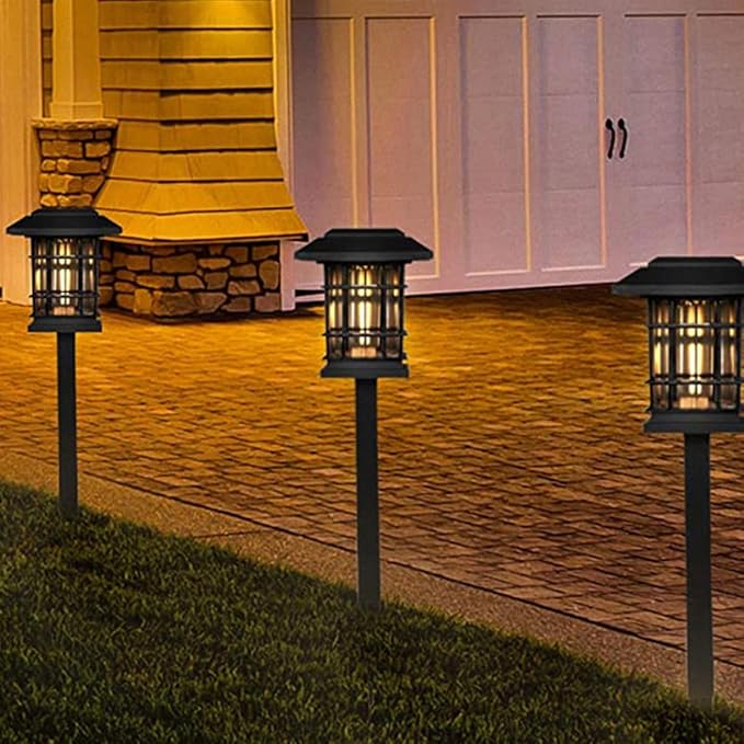 Solar Pathway Lights Outdoor 4pcs Warm White Solar Lawn Garden Landscape Lighting Waterproof Yard Lamps for Patio Walkway