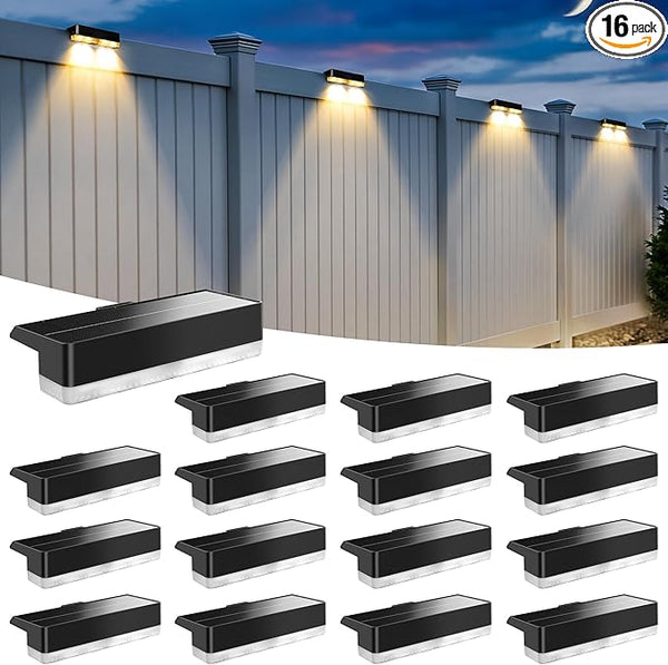 Solar Fence Lights Outdoor, 50 LM Solar Deck Lights 9 Fixed Colors & Color Changing Waterproof IP65 Step Light for | Lumora