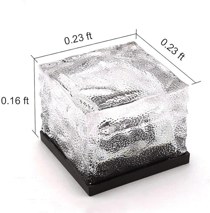 2 Pack Solar Path Ice Cube Lights Outdoor, Waterproof Garden Glass Path Light Solar Ice Light Crystal Brick Landscape Light (White)