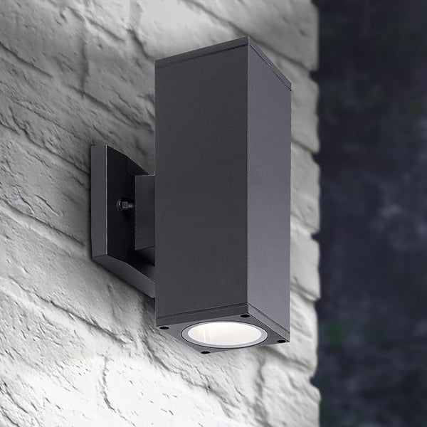 ASD 2 Light Square Outdoor Wall Light Fixture | 120W E26 Bulb Socket 120V ETL Cylinder Up Down Lights | | Lumora