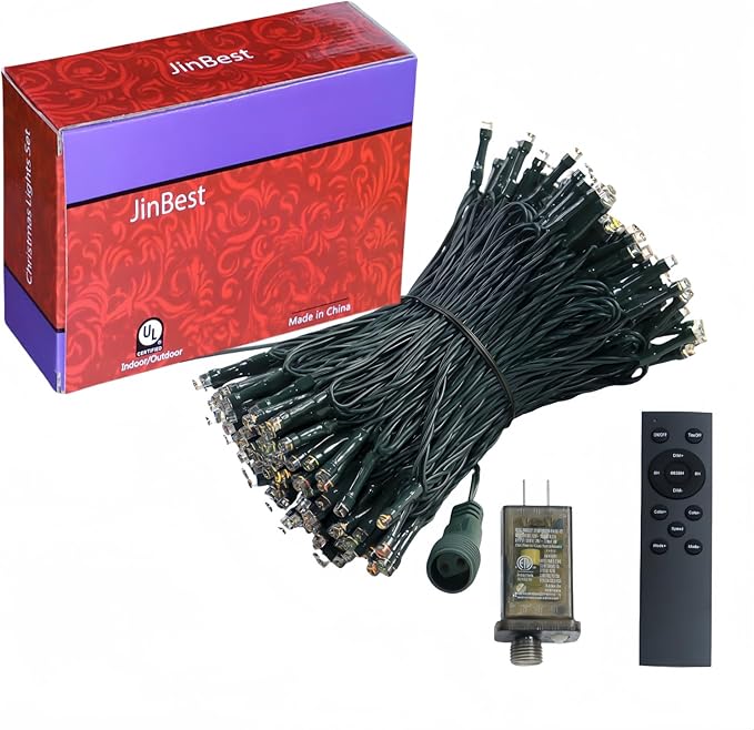 200 LED Color Changing Christmas Lights with Remote - 8 Modes (Warm White to Multicolor), 66ft Green Wire ETL Certified Commercial Grade, Waterproof Indoor/Outdoor for Patio, Trees & Parties.