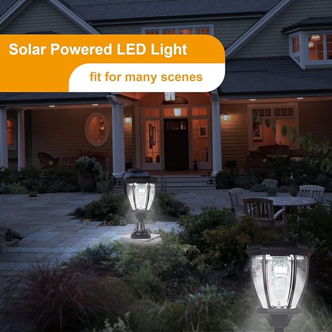 Kendal Large Outdoor Solar Powered LED Light Lamp (Black-8405)