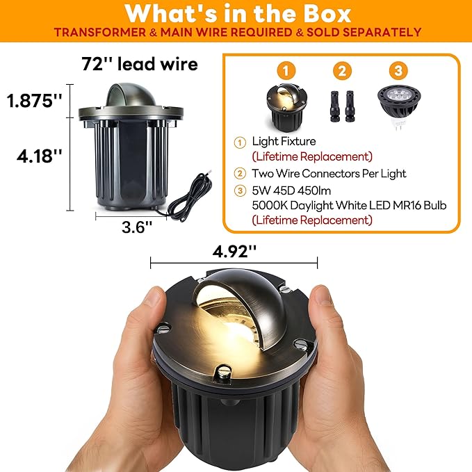 Gardenreet LED Well Lights Low Voltage - Brass In-Ground Weatherproof 12V Ip65 Lighting - Outdoor Path Light | Lumora