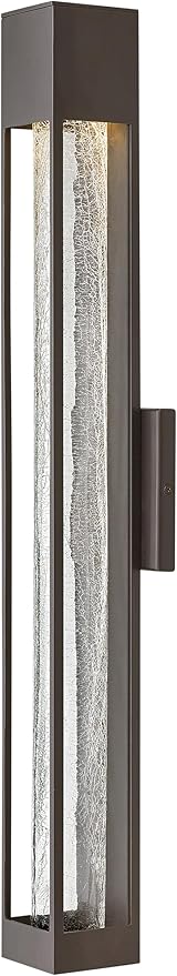 Hinkley Vapor Large Wall Mount Lantern - Modern, 1-Light, Aluminum, Crackle Glass, Bulb Included - Bronze Finish | Lumora