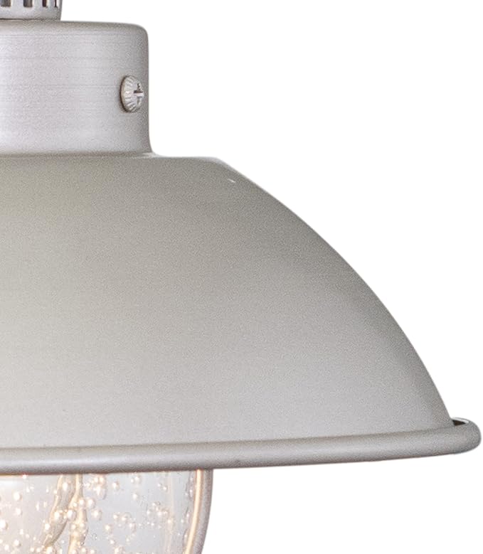 VAXCEL Harwich 8 in. H 1-Light Brushed Nickel Coastal Outdoor Wall Sconce Made of Durable Steel, Clear Seeded Glass Shade, LED Compatible, Use for Exterior Porch Patio Front Door or Garage
