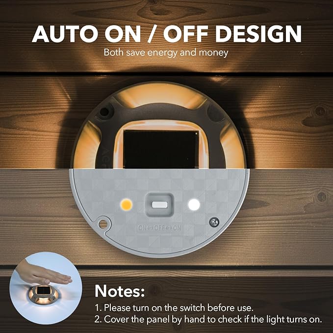AGPTEK Solar Driveway Lights Outdoor 12 Pack, 2 Color Modes LED Deck Dock Marine Waterproof Driveway Marker Lights | Lumora
