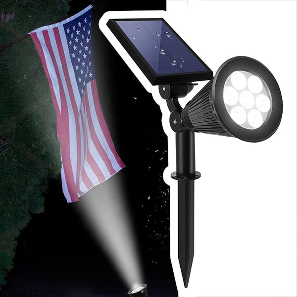 Solar Spotlights Outdoor, Bright 7-LED Landscape Spot Lights, Dusk-to-Dawn Waterproof Solar Powered Flag Pole | Lumora