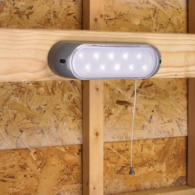 Designers Edge L-949 Rechargeable Solar Shed Lights with 10 Bright LED Bulbs and 16-Foot Extension Cord