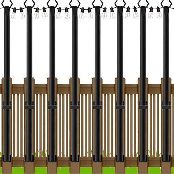 AILBTON 4.8Ft String Light Poles 8 Pack,Light Poles for Outside Lights,Outdoor with Fence Brackets Hanging | Lumora