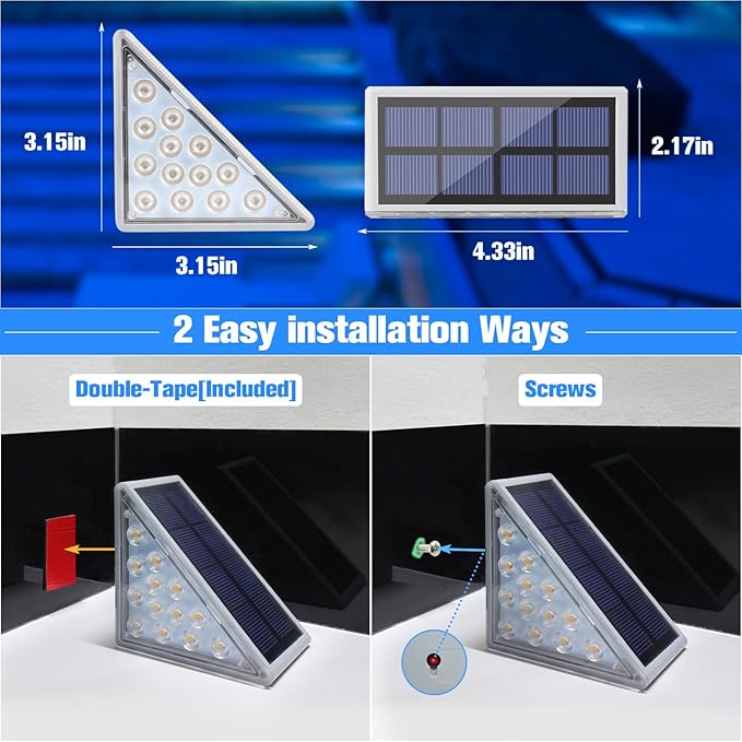 VOLISUN Solar Stair Lights 16 Pack, Solar Step Lights Outdoor, Halloween Light, LED Outdoor Step Light,Outdoor | Lumora