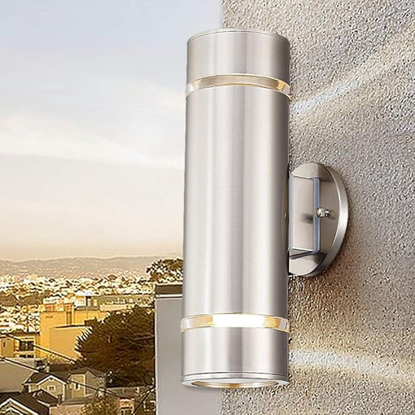 Cerdeco Modern Porch Light Outdoor Wall Lighting Cylinder Wall Sconce Nickel Finished | Lumora