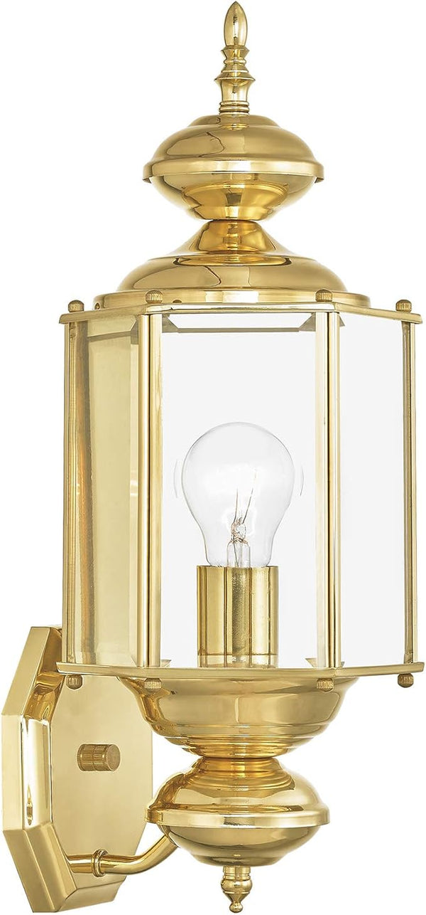 Livex Lighting 2006-02 Basics 1 Light PB Outdoor Wall Lantern, Polished Brass | Lumora