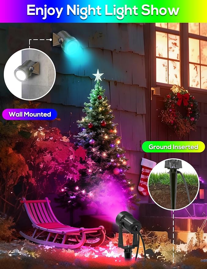 ZYAN Solar Color Changing RGB Spotlights with Remote, Separate Monocrystalline Panels & USB-C Powered 12000mAh Auto | Lumora