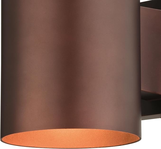 VAXCEL Chiasso Modern Outdoor Porch Light, 5" W x 7.25" H Bronze Cylinder Wall Sconce, Waterproof Dark Sky Wall | Lumora