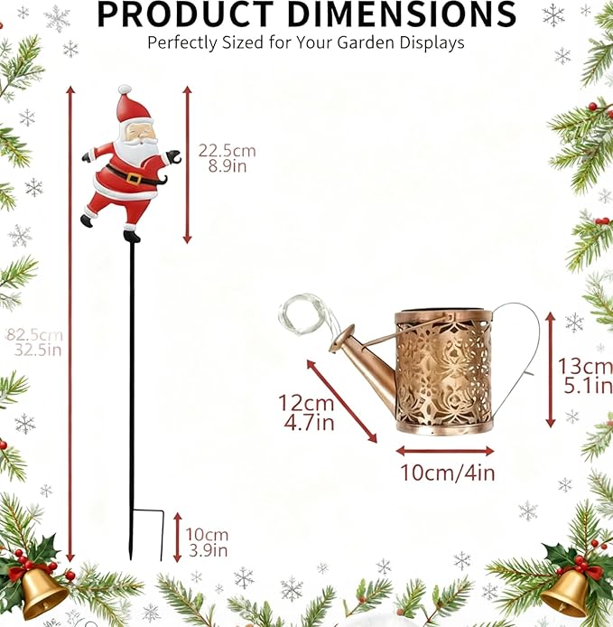 Christmas Solar Santa Kettle Lights - Colorful LED Outdoor Pathway Decor, Solar-Powered Yard Patio Ground Lamp (1PC Warm White)