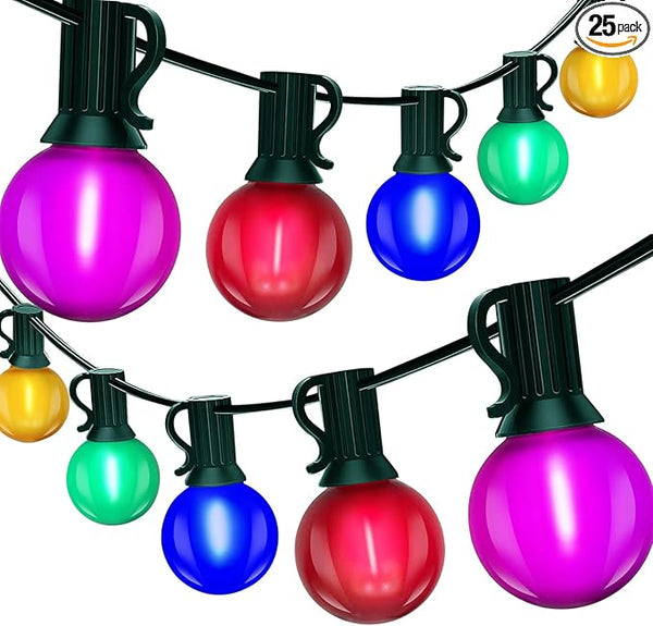 50Ft G40 Globe String lights Outdoor, Frosted Multicolor Christmas Lights with 27 Shatterproof LED Bulbs, Hanging | Lumora