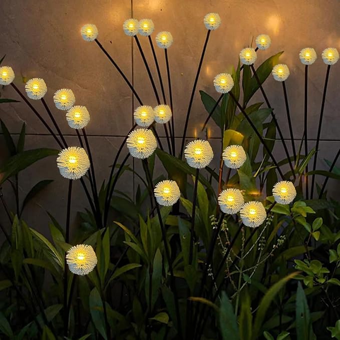 4PK 32LED Solar Garden Lights Outdoor, Dandelion Solar Lights Outdoor, IP65 Waterproof Firefly Light Outside Decor | Lumora