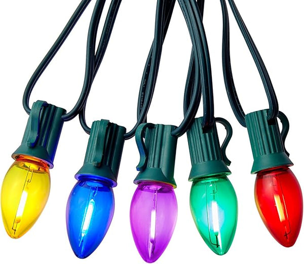 Multicolor C7 LED Christmas String Lights, 100FT C7 Vintage Christmas Lights with - Outdoor Security Flood Light | Lumora