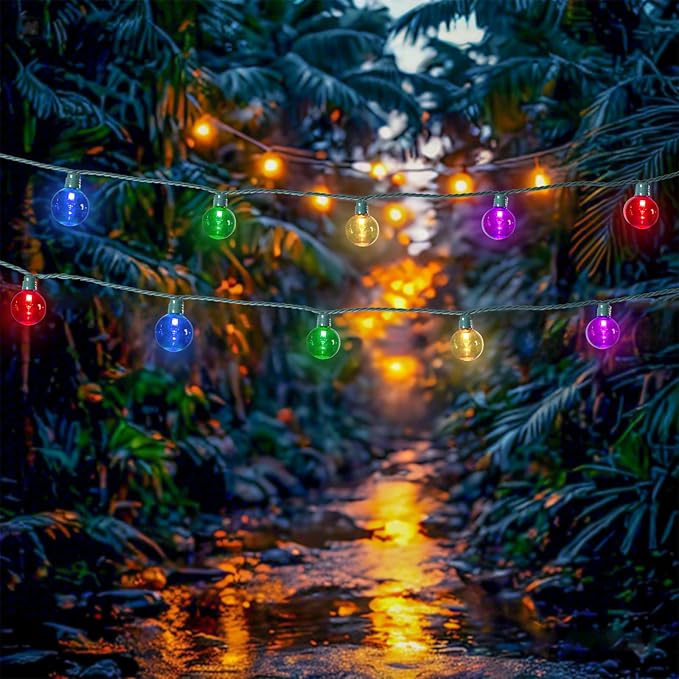 Afirst 21ft Colored Outdoor String Lights Waterproof, 35 Shatterproof Plastic LED Bulbs, UL Listed Patio Lights for Garden, Backyard, Porch, Balcony (Multi-Colored)
