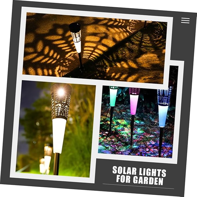 HANABASS 6pcs Solar Powered Garden Light Outdoor Hollow Design Pathway Lamp for Lawn Courtyard Warm Projected Patterns Landscape Lighting for Walkway Decor