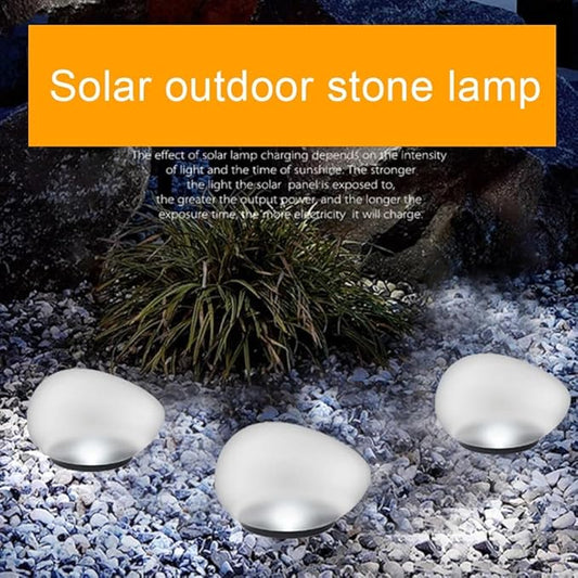 Solar Lights, Pebbles, Outdoor Waterproof Landscape Night Lights for Garden Paths, Stairs, Lawns, Patios, Yard Party Decorations, 2 Pack (White Light)