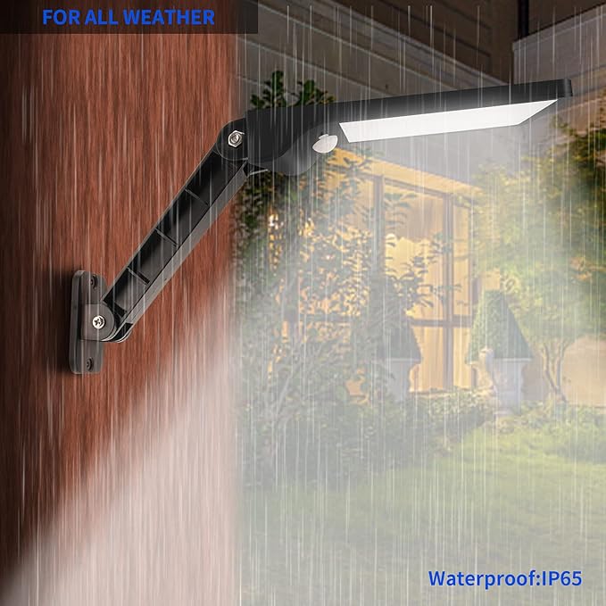 Aqonsie Solar Lights Outdoor with Remote, 180° Adjustable 56LED Solar Flood Light, Outside Security Motion Sensor Lights Outdoor with 3 Lighting Modes for Backyard,Gutter,Garden,Front Door 4 Pack