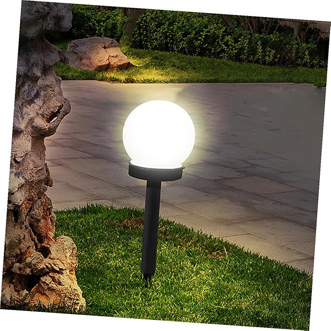 Kisangel 4pcs Solar Lawn Lights Waterproof Garden Path Ground Plug Lights Outdoor Warm White Courtyard Landscape Lighting for Yard and Patio