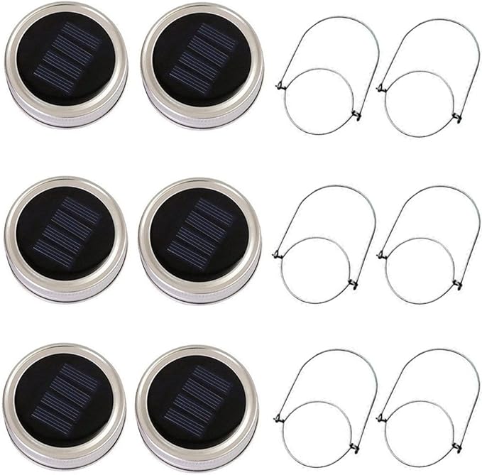6-Pack Solar-powered Mason Jar Lights 20 LEDs (6 Hanger Included / No Jar),Warm White Glass Waterproof Fairy | Lumora