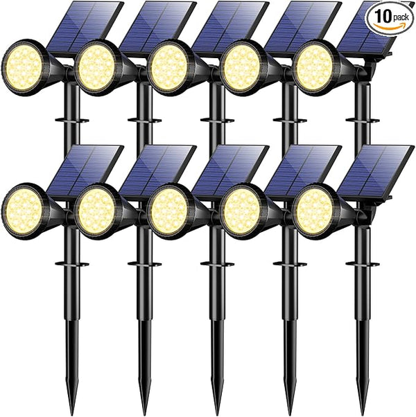 WELALO Solar Spot Lights Outdoor Waterproof IP65, 10 Pack 4 Lighting Modes Solar Powered Landscape Spotlights with | Lumora