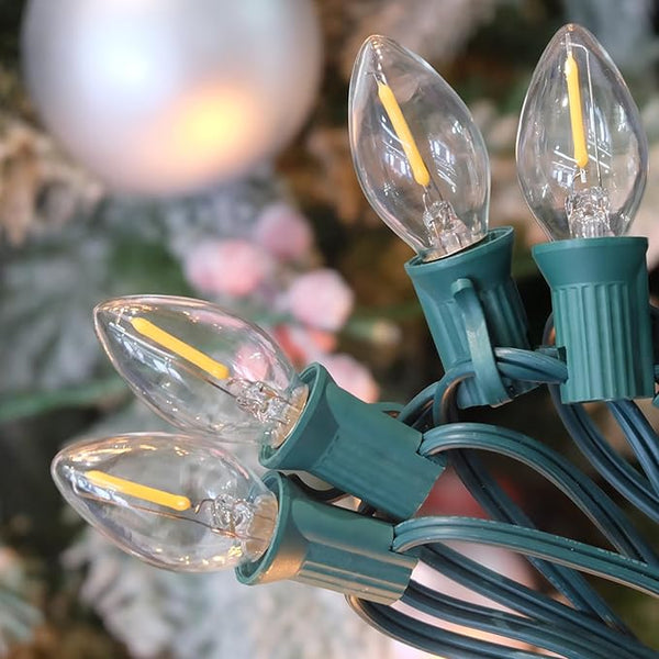 SUNSGNE C7 LED Clear Christmas String Lights Outdoor, 25FT Vintage Christmas Tree Lights with 27 0.6W Bulbs(2 | Lumora