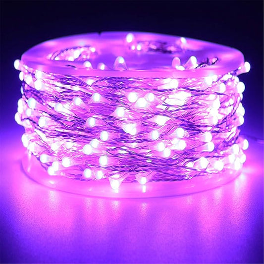 RUICHEN Dimmable Purple Fairy Lights Plug in, Waterproof Silver Wire 165 Ft 500 LED Starry String Lights with Remote for Christmas Halloween Party Bedroom Patio Garden