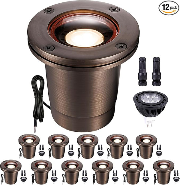 Gardenreet Landscape Well Lights Brass - IP67 Low Voltage In-Ground Light, 12V LED Electric Outdoor Lighting | Lumora