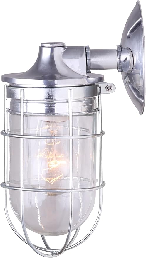 CANARM LTD. IOL337AL Weather 1 Light, Indoor/Outdoor, Ceiling/Wall Mount, All Metal with Cage, Aluminum Finish