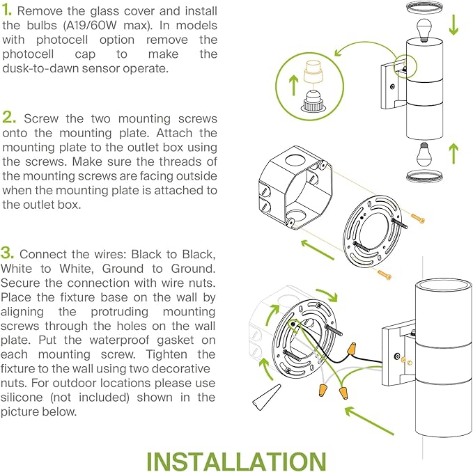 ASD 2 Light Outdoor Wall Light Fixture | 120W E26 Bulb Socket 120V ETL Cylinder Up Down Lights | | Lumora