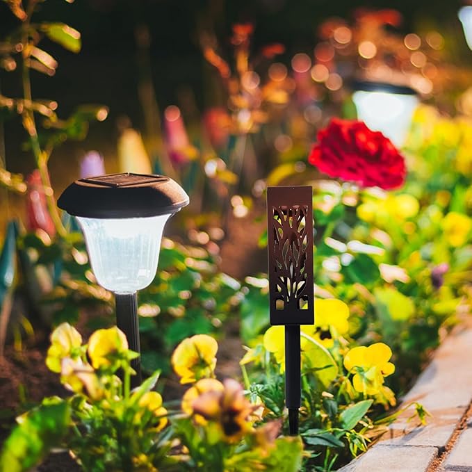 Beaupretty 2 Pcs Solar Garden Path Lights Hollow Tree Pattern LED Ground Stake Lights Warm White Outdoor Landscape | Lumora