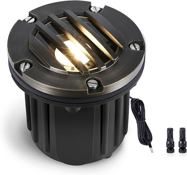 Gardenreet Brass Well Light - LED 12V Ip65 In-Ground Outdoor Landscape Lighting, Replaceable Bulb Waterproof Low | Lumora