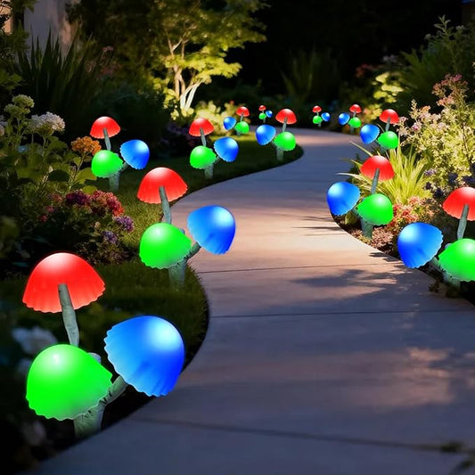 Solar Mushroom Lights for Outside Garden Decorations - 6PACKS 18LED 8 Lighting Modes Multi-color Mushrooms Decor with Housewarming Gifts,Solar Path Lights for Garden,Backyard,Fence,Home Decor