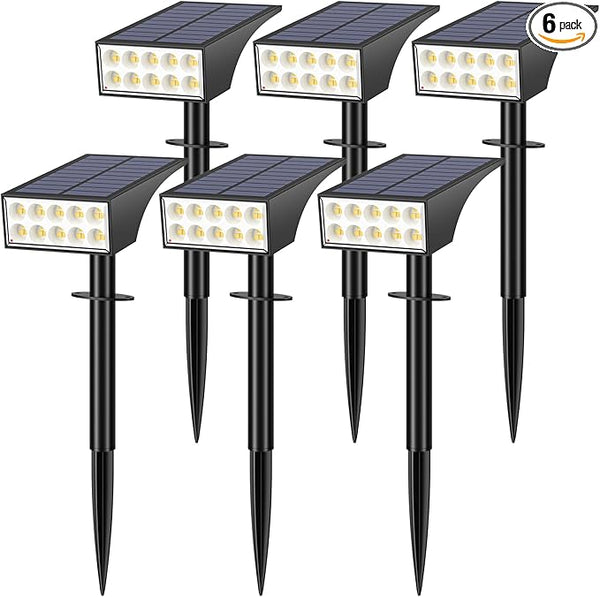 Solar Spot Lights Outdoor, Solar Lights Outdoor Waterproof IP65, 4 Lighting Modes Solar Powered Spotlights Yard | Lumora