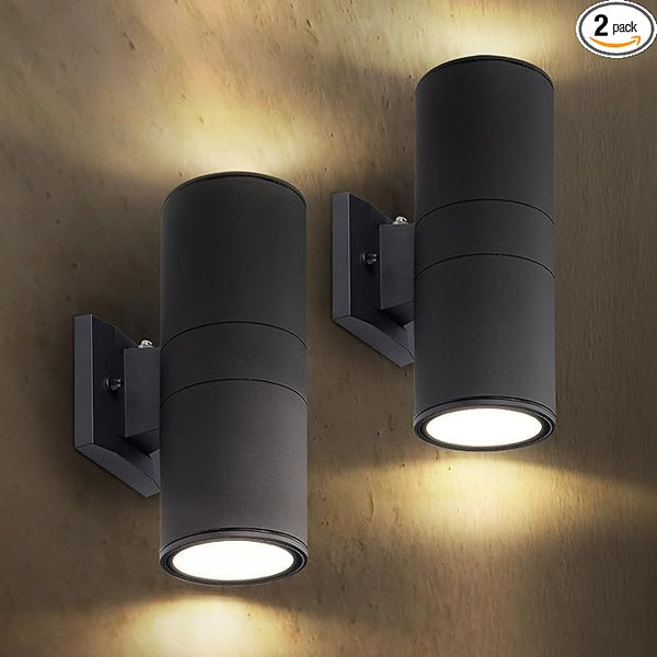 ASD 2 Light Dusk to Dawn Outdoor Wall Light Fixture | 120W E26 Bulb Socket 120V ETL Cylinder Up Down Lights | | Lumora