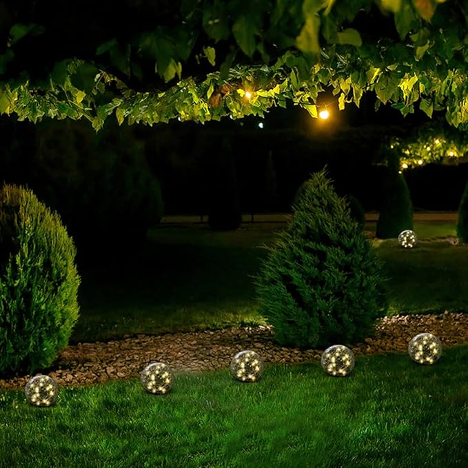 Solar Cracked Ball Light 15cm 30led Warm Warm Tone Ground Light Outdoor Landscape Buried Lamp for Garden Lawn | Lumora