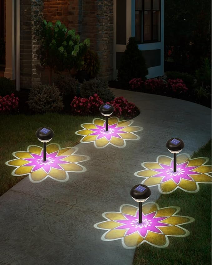 olar Pathway Light, 2-in-1 LED Solar Garden Lights, Waterproof Cordless Outdoor Projection Lights for Yard Lawn Backyard Walkway Garden Table Fence Landscape Gifts - Sunflower 1Pack