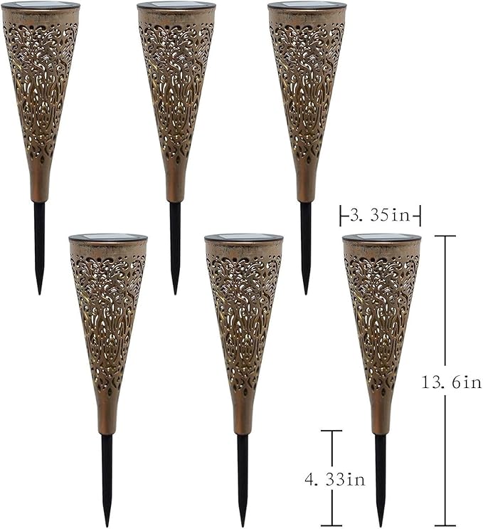 6 Pack Solar Lights Outdoor Garden Decorative Solar Garden Lights with Warm Light Waterproof Solar Pathway Landscape Lights for Path Backyard Walkway Yard Decor, Gardening Gifts for Women
