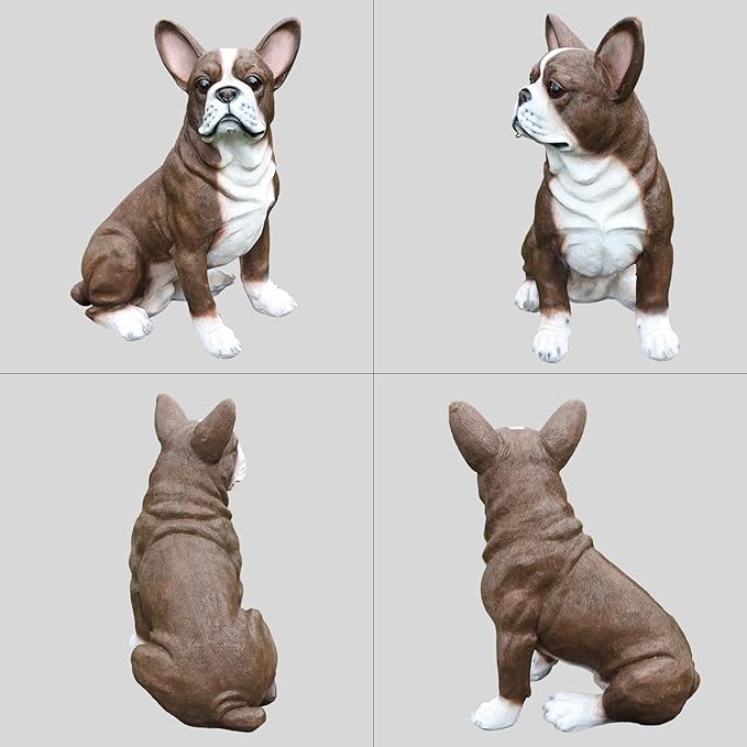 Outdoor Boston Terrier Dog Statue with Interchangeable Welcome Sign and Detachable Solar Lantern –LED Light Garden Dog Sculpture Décor, Cute Puppy Design for Yard, Porch, Gift